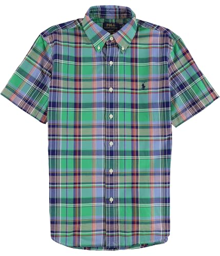 Image of POLO RALPH LAUREN, Mens, Classic Fit Plaid Oxford Shirt, Green, Small
