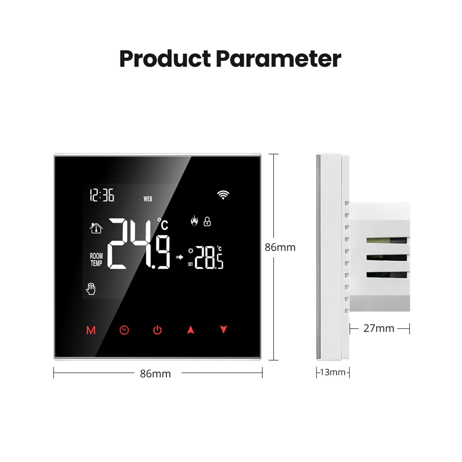 Termostato intelligente WiFi, regolatore di temperatura della caldaia a gas for riscaldamento elettrico(NO WiFi 3AGas Boiler)
