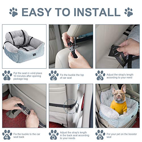 WANTRYAPET Dog Car Seat, Pet Booster Seat, Dog Travel Car Carrier Bed Plush Dog Car Safety Seats with Storage Pocket… - Image 5