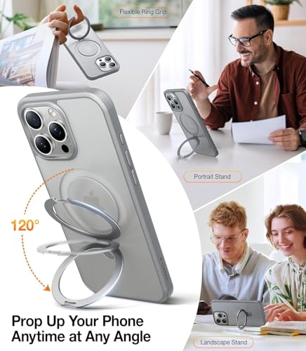 Image of iPhone 16 pro Magsafe Stand Case | Matte Design & 360 Protection | Military-Grade Apple iPhone 16 pro Cover | Ultra Premium - Gray