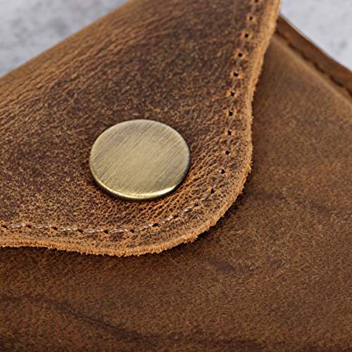 Brown Leather Card Holder with RFID Protection. Distressed leather Business Card Holder or Credit Card Wallet for Men or Women for your pocket or purse4