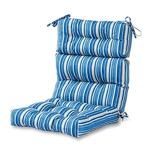 Greendale Home Fashions AZ4809-SAPPHIRE Steel Blue Stripe 44'' x 22'' Outdoor Seat/Back Chair Cushion, Set of 1