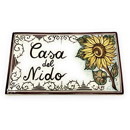 Italian Hand-Painted Ceramic Welcome Plaque - Tuscan Rooster & Landscape Design, 7.5" X 5.1" 9 thumbnail image