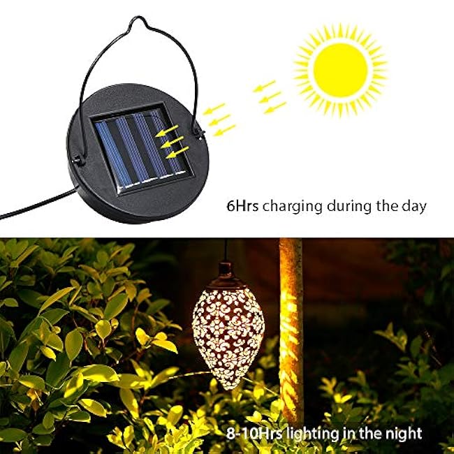 Hanging Solar Lights Solar Lantern LED Garden Lights Metal Lamp Waterproof for Outdoor Hanging Decor