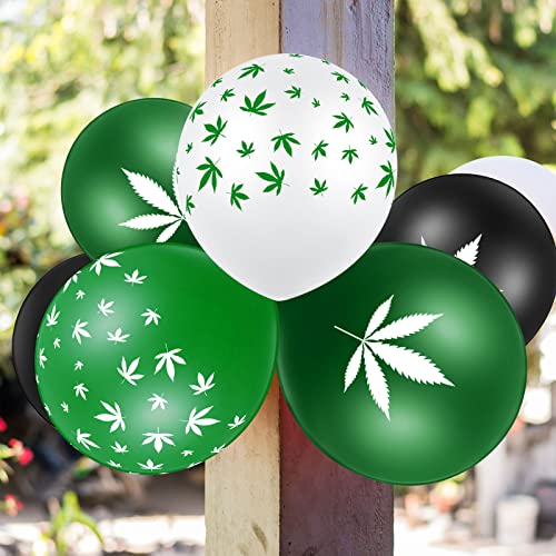 Skylety 48 Pcs Green Balloons 10 Inch Maple Latex Balloons for Adult Weed Party Decorations 420 Accessories for Dark Green Themed Graduation Birthday Party by Skylety - Used condition - Image 4
