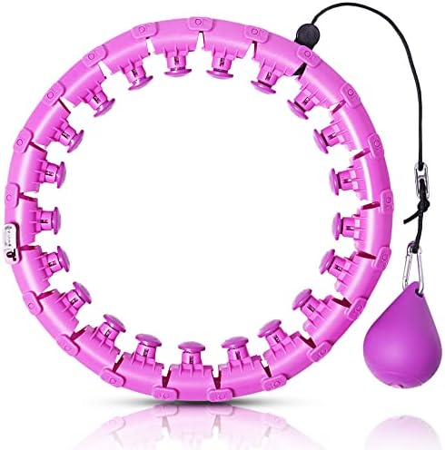 FitnessAZ -Weighted Hula Hoop for Adults – Weight loss- Cardio Belly Fat – Smart Hula Hoop with 24 Detachable Knots – Massaging Points- Fitness