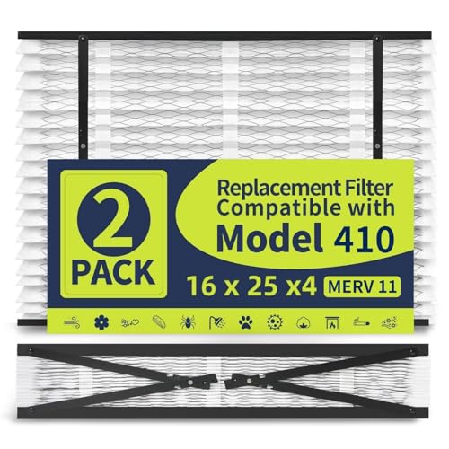 IYOUYA 410 Replacement Filter Compatible with AprilAire Whole House Air Purifier 1410, 1610, 2410, 2416, 3410, 4400, 16×25×4 MERV-11 Furnace Filter(Pack of 2)