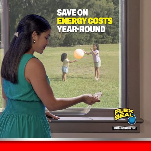 Image of Flex Seal Draft and Insulation Sealing Tape, Flexible, Rubberized, Weatherproof Strip for Windows, Doors, Vents, Works on Wood, Glass, Tile, Metal, Plastic, Fiberglass, Clear, 2 in x 16 ft, Pack of 1