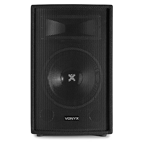 VONYX SL10 10” Passive DJ PA Speaker, 500W Max, Trapezoidal 2-Way Bass Reflex Cabinet, Single Passive DJ Speaker, Stage Monitor, Piezo Tweeter, 8 Ohm, For Live Sound, Parties, Events, Black