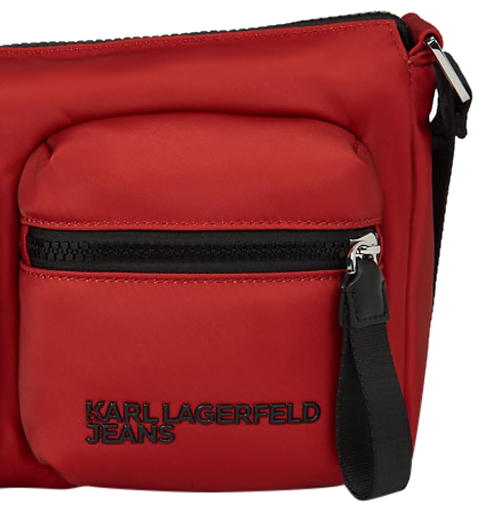 KARL LAGERFELD JEANS Mujer Essential Nylon Crossbody Rojo pompeyano One size