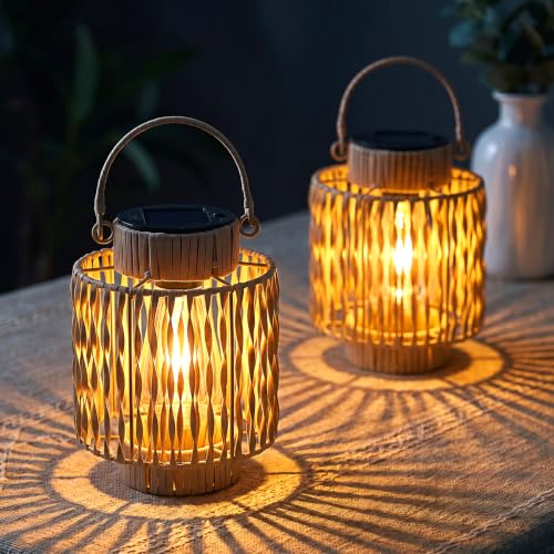 EXYGLO 2 Pack Solar Lanterns Outdoor Light, Waterproof Hanging Solar Lights for Outside, Outdoor Lanterns for Yard Garden Porch Patio Pathway, Decorative Birthday Gifts for Women Mom - image 1