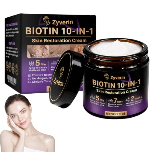 Zyverin Biotin 10-in-1 Skin Restoration Cream 2026 New Professional Skin Treatment Cream for Removing and Repair Moisturizer Natural Collagen Lifting Serum for All Skin Types (1 Pack)