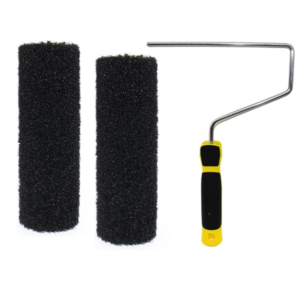 Littimoon 2Pcs 9" Drywall Compound Roller Cover with 1 Pcs Paint Frame Drywall Texture Brush, Mud Roller for Putty for Covering Wall and Ceiling Surfaces