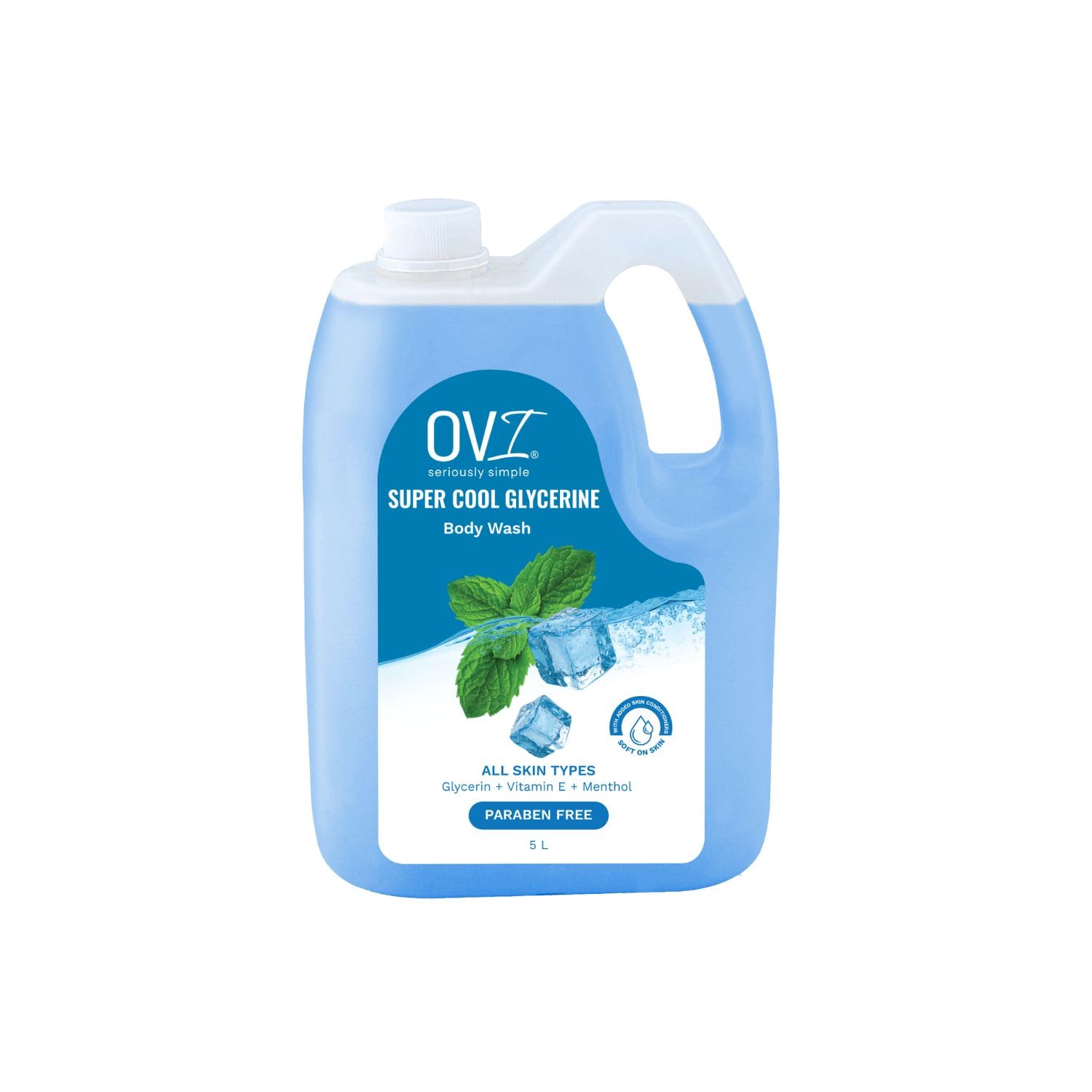 OVI Supercool Glycerine Body Wash - 5l Refill Can | Menthol & Vitamin E | Cooling Shower Gel for Refreshing Skin | Paraben Free Hydrating Body Wash