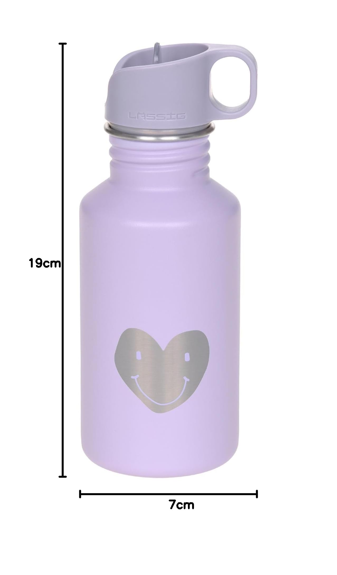 LÄSSIG Bottiglia per bambini in acciaio inox senza BPA 500ml per l'asilo, a prova di perdite, con tappo per lo sport/Bottle Stainless Steel Little Gang Heart lilac