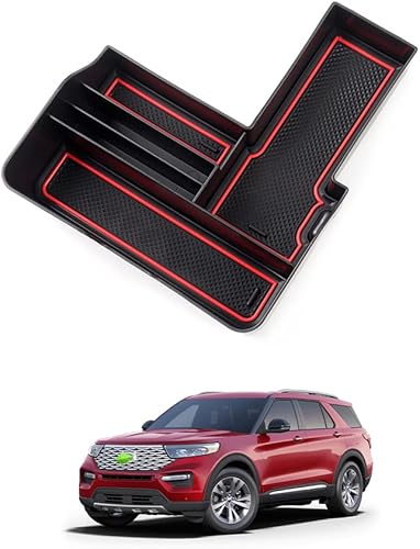Autorder Ajuste personalizado para organizador de consola central, Ford Explorer 2020 2021 2022 2023, accesorios, caja de reposabrazos, bandeja de