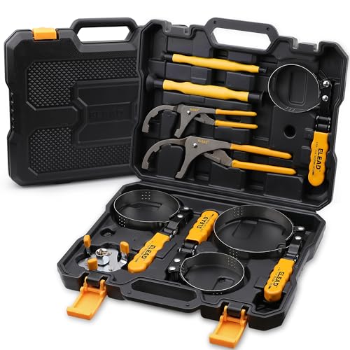 ELEAD Lot de 9 clés à filtre à huile avec bande robuste en acier inoxydable - Tailles polyvalentes - Universelles réglables - Pince efficace