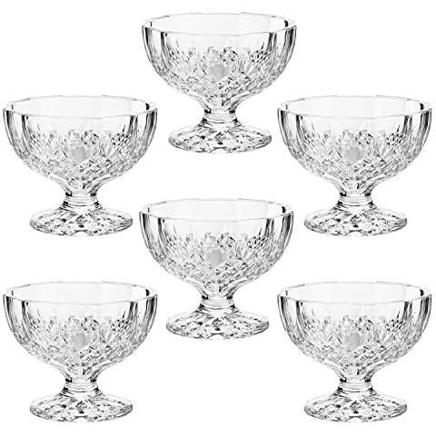 LavoHome Dessert Ice Cream Cups Mini Truffle Bowls, Salad Fruit Glass Dish Crystal Style - Lead (Pb) Free (6) Cover