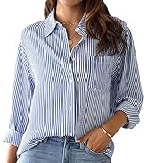 Lishang Bluse Damen Elegant Langarm Lässige Hemd V-Ausschnitt Arbeit Oberteile mit Knöpfen Casual...