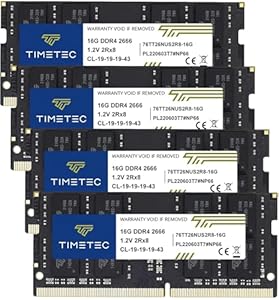 Timetec 64GB KIT(4x16GB) DDR4 2666 MHz (DDR4-2666) PC4-21300 (PC4-2666V) Non-ECC Ungepuffert 1,2 V CL19 2Rx8 Dual Rank 260 Pin SODIMM Laptop Notebook PC Computer Arbeitsspeicher RAM Modul Upgrade