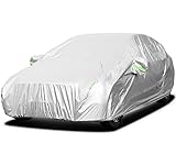 Sailnovo Autoabdeckung Vollgarage Auto Abdeckplane Schmutzabweisend Autogarage Staubdicht Autoplane Ganzgarage Wasserdicht Auto Vollgarage Plane Für Auto Winter & Sommer Silber