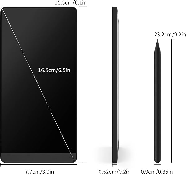 LONGTOO Tablette d'écriture LCD, bloc-notes numérique plein écran pour adultes et enfants, bloc-notes réutilisable avec interrupteur de couloir, dessin, prise de notes et laisser un message, 16,5 cm - 3