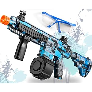 Manual & Automatic Gel Ball Blaster Gun Electric Splatter Toy Splat Rifle with Drum, M416 Outdoor Yard Backyard Shooting Games, Ideal Gift for Adult Teens Ages 12 & Up (416-blue)