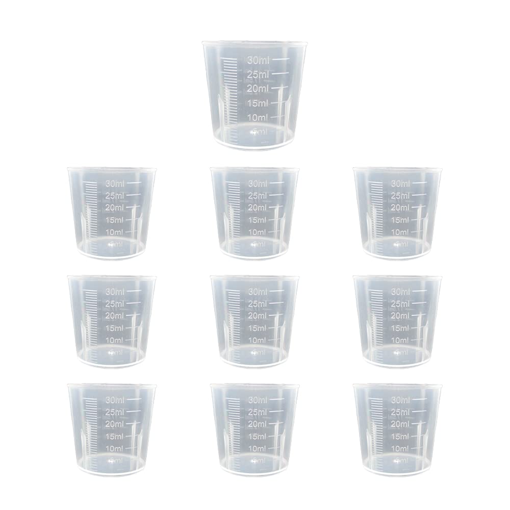 Set of 10 Reusable Medicine Cups | 1oz. (30ml) Graduated Plastic Cups with Easy-to-Read Measurements | Non-Toxic and Durable Design | Ideal for Accurate Medication Dosage, Supplements
