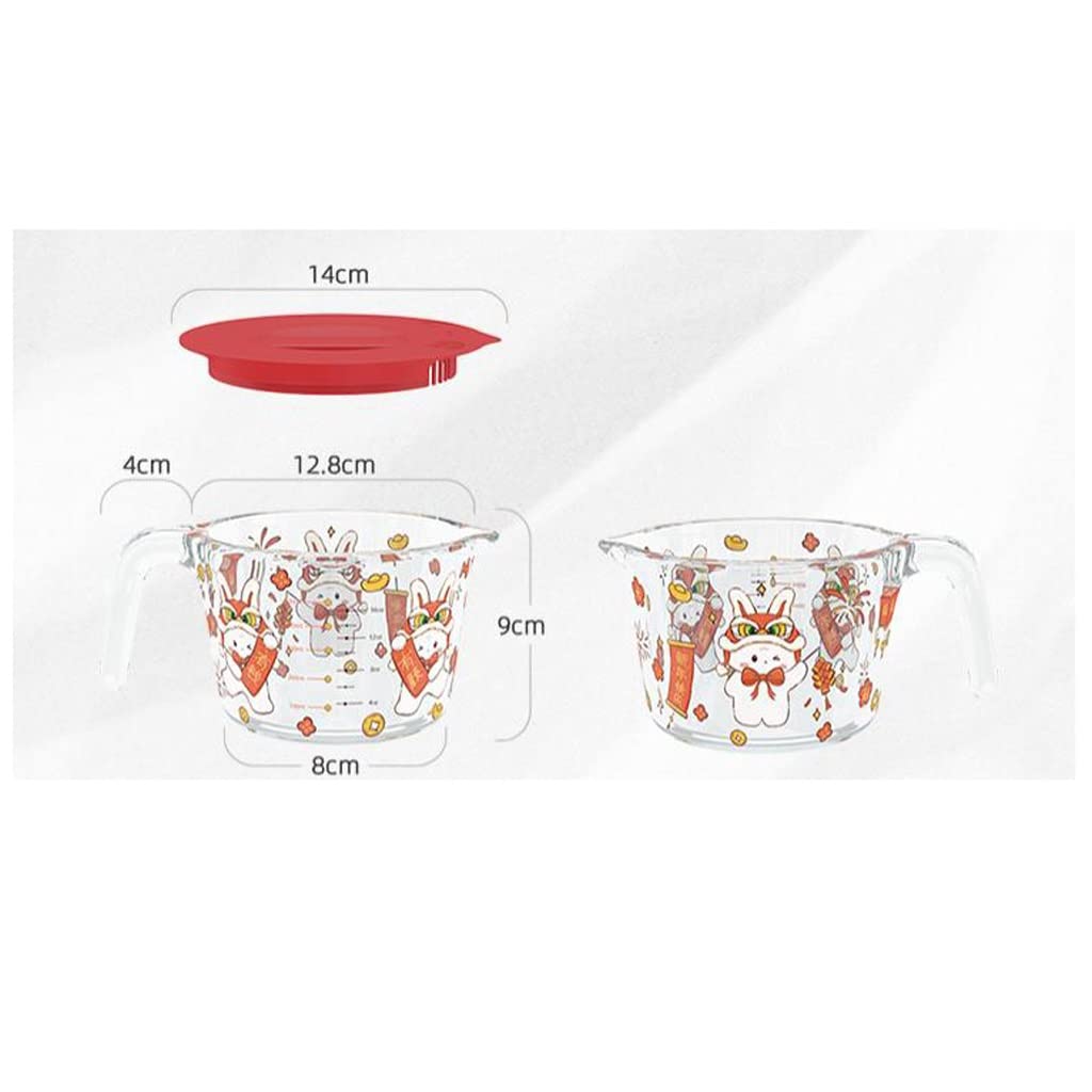 XMING Taza medidora de vidrio con tapa con escala resistente a altas temperaturas cocina for hornear harina taza de huevo batido taza de leche caliente (Size : B)