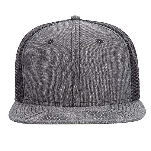 Otto Snap 6 Panel Pro Style algodão mistura cambraia boné snapback, Preto, One Size