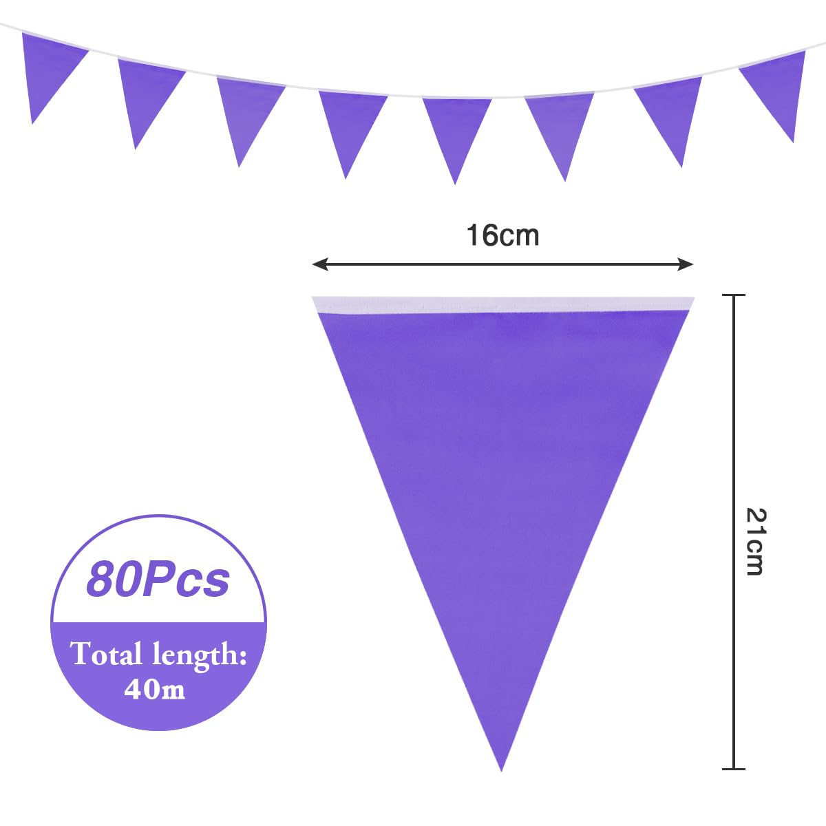 Bandiere Multicolore 40m Con 80 Bandierine Triangolari In PVC – Decorazione Per Feste Compleanno, Matrimoni, Eventi - 3