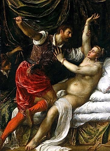 Peinture pour décoration salon Tarquin et Lucrèce de Tiziano Vecelli impression sur toile 60x90