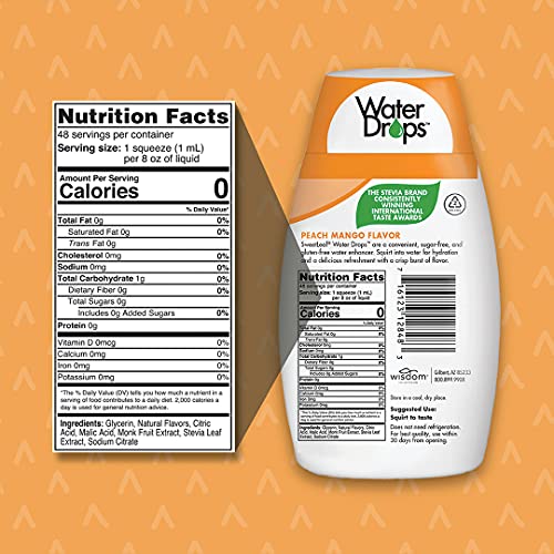 Image of SweetLeaf WaterDrops, Peach Mango, 1.62 Fl Oz (Pack of 2)