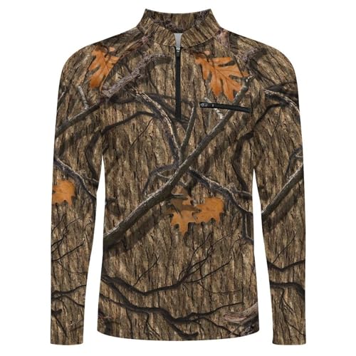 Hunting Camo Men's Rash Guard Long Sleeves Quick Dry Fishing Workout Shirts with Zipper4