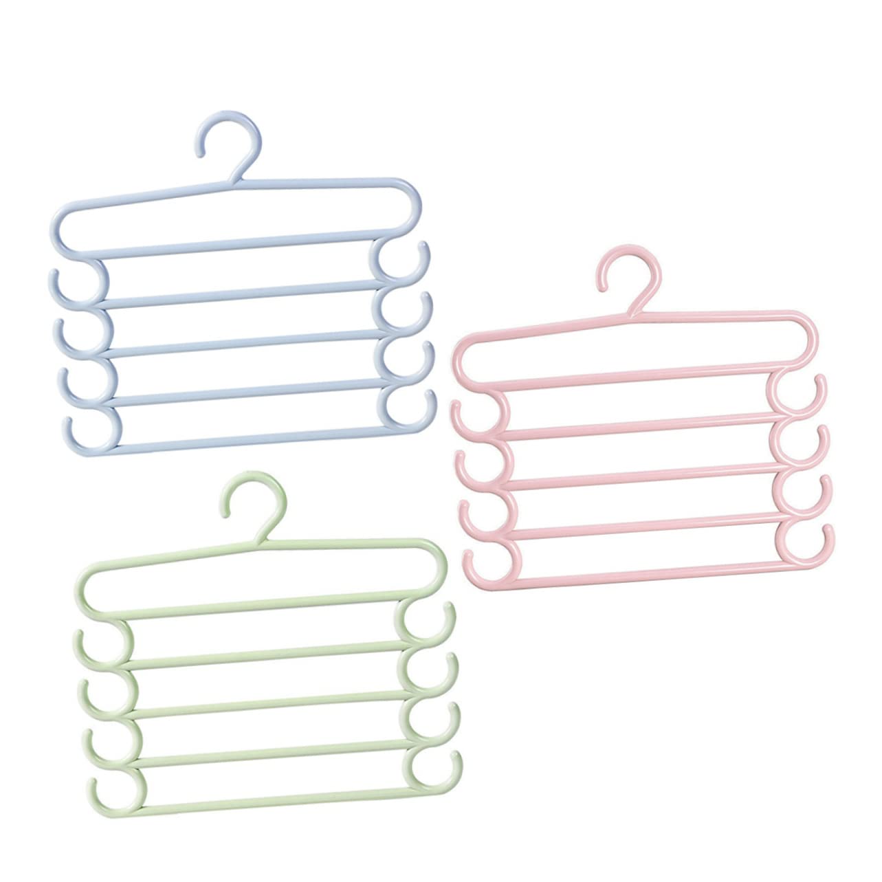 OFFSCH 3pcs Grey Hangers Space Saving Trousers Racks Multi-Layer Pants Hangers for Wardrobe