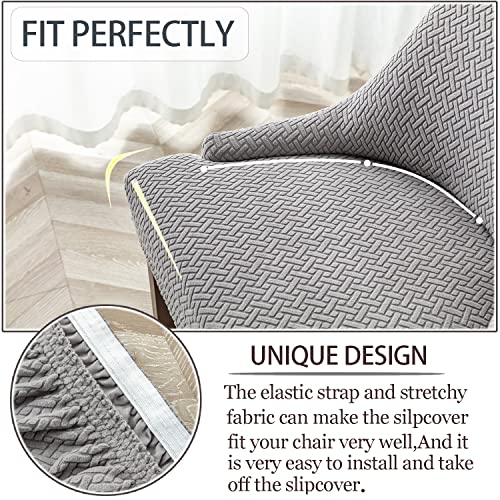 Xuanzyang Stretch Diagonal Stripes Wingback Chair Covers Slipcover - Reusable Arm Chair Protector Cover,Kitchen Dining Chair Covers Protectors For Dining Room Chairs (Light Gray,Set Of 4) #TOP2