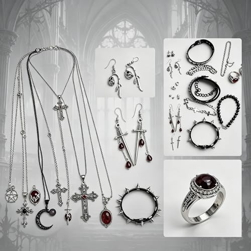 Image of Mystery Jewelry Jar Set 33-35 Pcs Surprise Jewelry Box for Women | Includes Necklaces, Earrings, Rings and Bracelets, Alternative Fashion Romantic Present for Her, Halloween&Christmas day