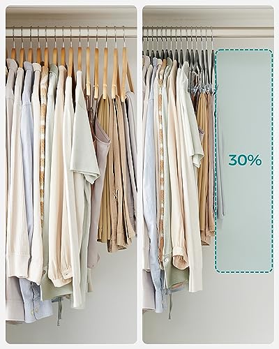 Image of SONGMICS Set of 10 Velvet Trouser Hangers with Adjustable Clips | Non-Slip, Space-Saving, 42.5 cm Long, for Skirts, Coats, Dresses, Grey, Hangers, Trouser Hanger CRF012G10