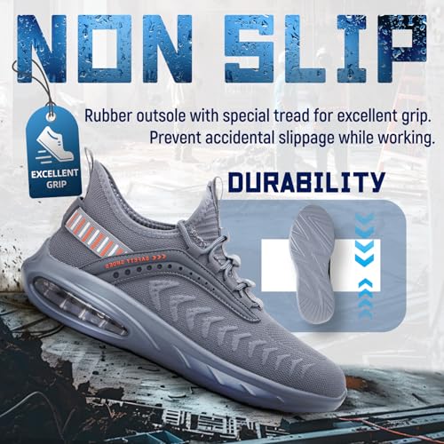 Image of Furuian Steel Toe Shoes for Men Work Women Lightweight Air Cushion Sneakers Slip Resistant Safety Work Boots Indestructible Shoes