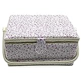 Costurero organizador de costura, cesta de tela para costura. Manualidades. TAMAÑO: 30,5 x 23 x 16 cm. COLOR: Estampado FLOR ROSA.