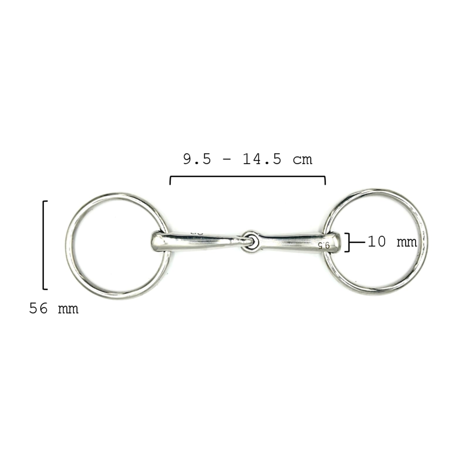ES0102 Gebiss Wassertrense Einfach Gebrochen für Pony Islandpferde oder Shetty Ringdurchmesser 65 mm Gebissstärke 10 mm (11.5 cm)