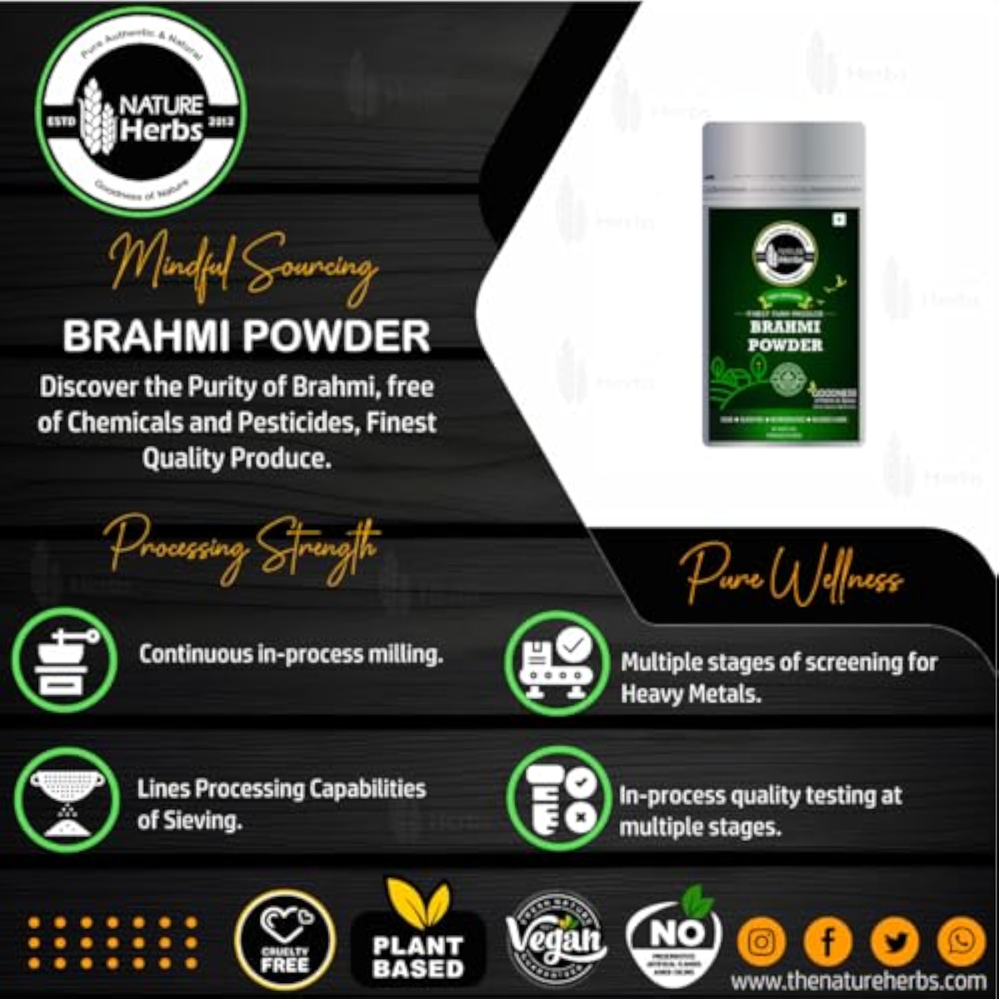 Nature Herbs 100% Pure Powder 400 Grams (Pack of 2-200 Grams each)