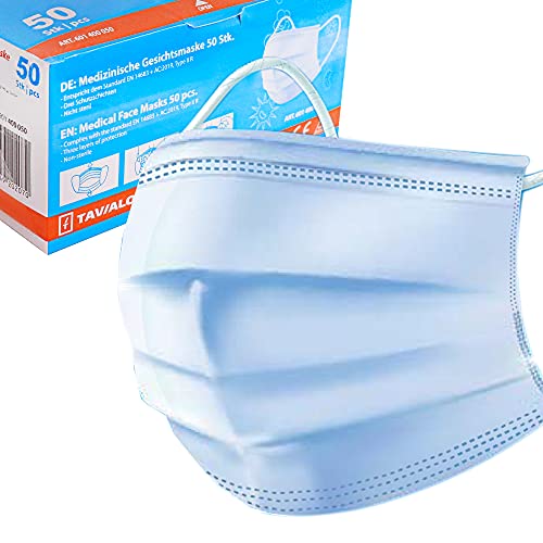 TAVIALO Masques chirurgicaux, de type IIR certifiés CE, masque conforme à la norme EN14683 + AC 2019 Cover