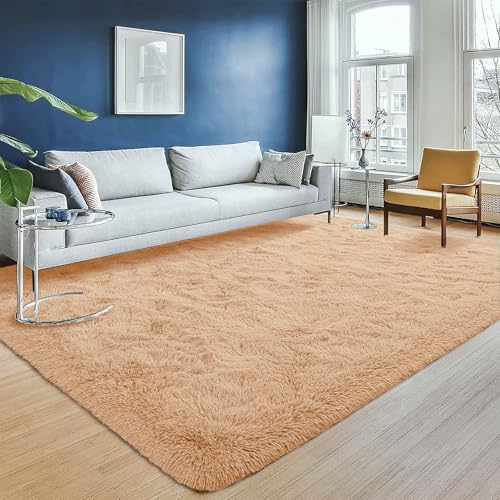 Aspire Homeware Fluffy Bedroom Rug – Beige Area Rugs 120x170 cm for Living Room Large Plush Carpet Modern Soft Shaggy Pile Faux Fur Rug for Home