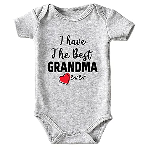 Love Grandma Baby Boy Clothes Unisex Funny Baby Girl Onesies Gifts Gray 3-6Months