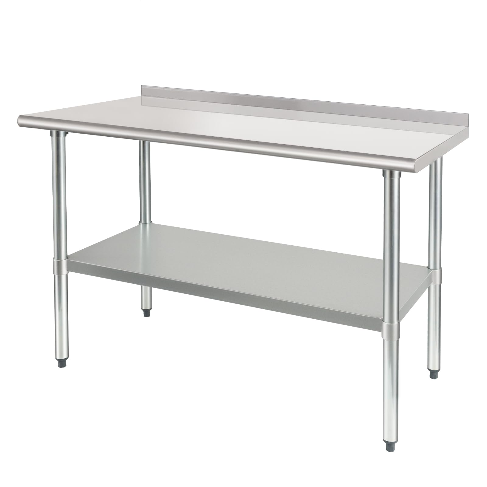 HARDURA Stainless Steel Table Food Preparation Work Tables 61×122cm Heavy Duty Commercial with Undershelf and Backsplash for Restaurant Kitchen Home and Hotel