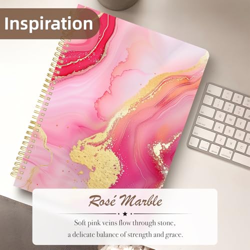 Image of Cute Spiral Notebook 8.5 x 11 lined Journal A4 with Pocket, Marble | 70 page, Note Book with Pocket, Large, Big, Hard Cover, Aesthetic, Pretty Design, for Women, Girls, Kawaii