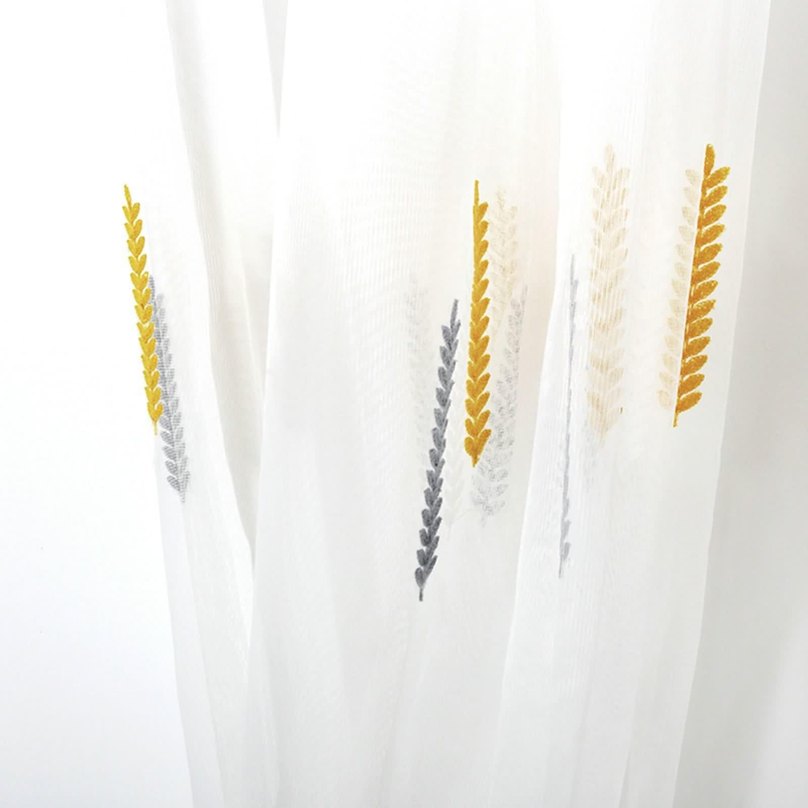 Curtains for Bedroom zestaw 2 zasłon z woalu, żółta, haftowane pszenicą, szer. x wys. 137 x 229 cm