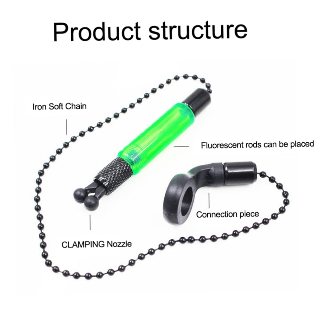 Indicateur de Morsure Chaînes de pêche à la Carpe Alarmes Bobines Cintres Alerter Tackle Vert 3PCS, Indicateur Morsure