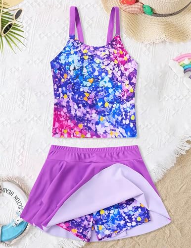 ALISISTER Girls Tankini Swimsuit Two Piece Bathing Suits Summer Beach Swimwear with Shorts for 7-12 Years3